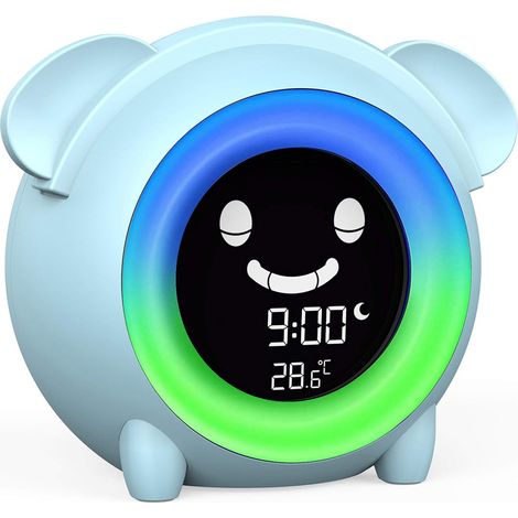 Kinderwecker, Schlaftrainingsuhr für Kleinkinder mit Nachtlicht, Maschine mit Schlafgeräuschen, Nickerchen-Timer, elektrische Nachttischuhr mit USB-Ladeanschluss, niedliche Kinderzimmerdekoration, Geb (1/5)