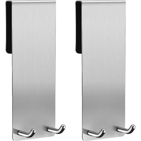 Due ganci da parete per doccia in acciaio inox, adatti a vetri di spessore compreso tra 6 e 12 mm. La schiuma elastica integrata protegge il portasciugamani. (1/5)