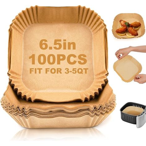 Feuilles de papier sulfurisé jetables pour friteuse à air, 16,5 cm, 100 feuilles, antiadhésives-AquaForge (1/3)