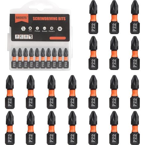 Schraubendreher Bits PZ2 25mm, 20 Stück, 1/4" Sechskant, mit Spender-Box (1/4)