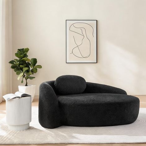 Canapé Teddy noir design arrondi avec coussins pour salon (1/5)