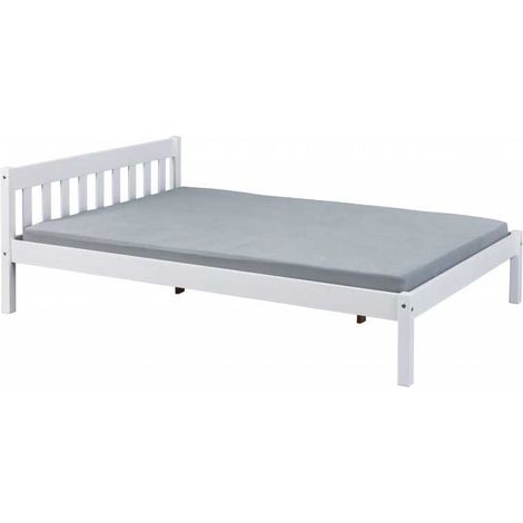 Lit 140x200 cm sans sommier en pin massif blanc - CHAMBERY (1/5)