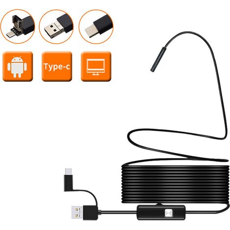 (5M)Endoscope Snake Inspection Camera, Type C Borescope, Scope Camera with 6 LED Lights for Android Smartphone and PC, Samsung