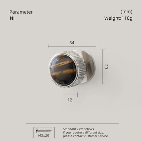 (NI-Tiger Eye-Chine continentale) Poignées de meubles en laiton, design luxueux en pierre exotique et cristal naturel, poignées de placard à un seul trou (1/5)