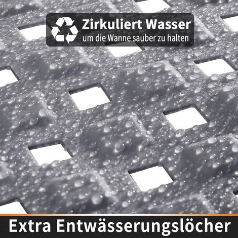 Tapis de bain extra long antidérapant avec trous de drainage, ventouses, sans phtalates, sans latex, sans BPA et lavable en machine, 70 x 40 cm, gris (1/4)