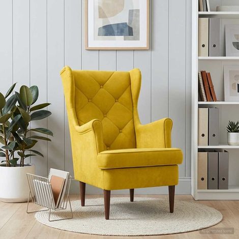 vidaXL Fauteuil Jaune Velours (1/5)