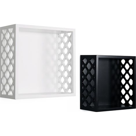 Set 2 Mensole a Cubo Missouri in MDF con Intagli Geometrici (1/3)