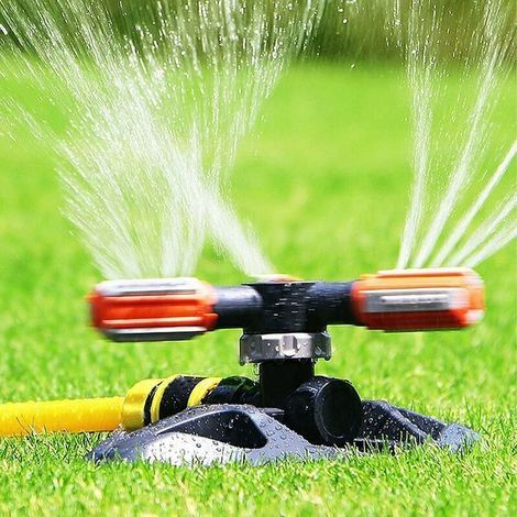 Arroseur de Jardin, Automatique 360 Rotatif Réglable Jardin Arroseur 3 Bras Arroseur de Pelouse ABS Rotation Pulvérisation Buse Arrosage Tête Jardinage Approvisionnement (1/4)