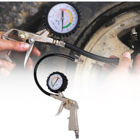 BUNTHAUS Pistolet Gonflage Manomètre - 1 pièce, Pistolet Gonflage Manomètre Pneu - Pour Voiture/Moto (1/4)