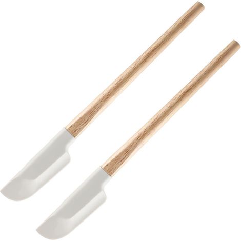 2er Set Silikonspatel mit Holzgriff, schmal & flexibel