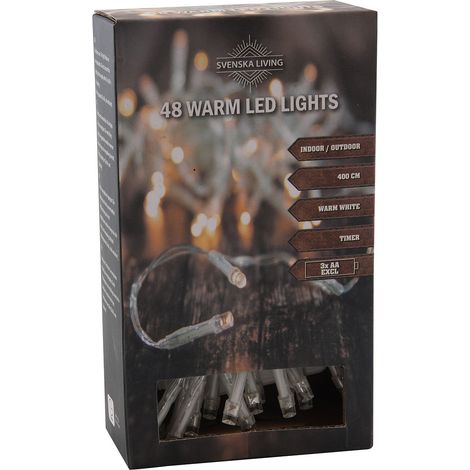Led Lichterkette Batterie Timer 48 Leds für innen und außen