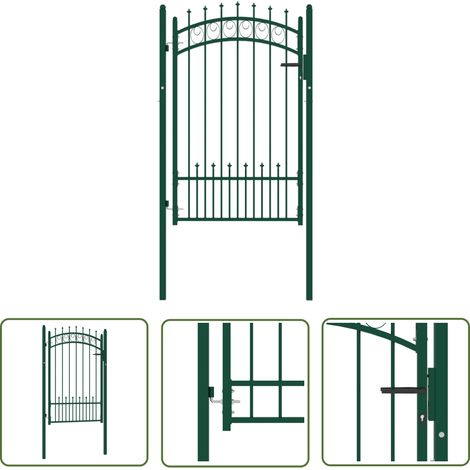 vidaXL Portail de clôture avec pointes Acier 100x150 cm Vert (1/5)