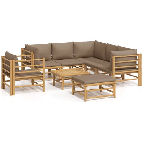 Maison Exclusive - Set Salotto da Giardino 8pz con Cuscini Tortora Bambù