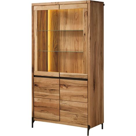 Vitrine Wild-/Zerreiche 105x43x195 natur geölt MONTREUX LUX 115 (1/4)
