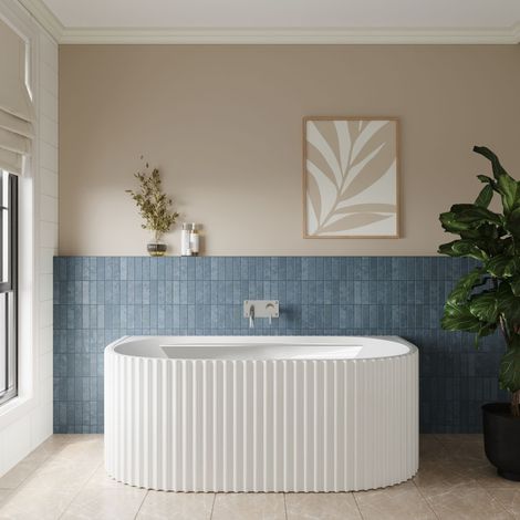 Contemporary Back To Wall Freestanding Bath with Ribbing from Balterley - 1600mm x 780mm (1/2)