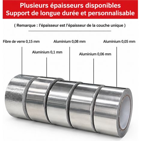 Ruban adhésif aluminium renforcé tissu fibre de verre 0,15 mm 5 cm × 20 m 0.15 mm 20m réf 11,1 × 11,1 × 5 cm 220 g – Livraison gratuite