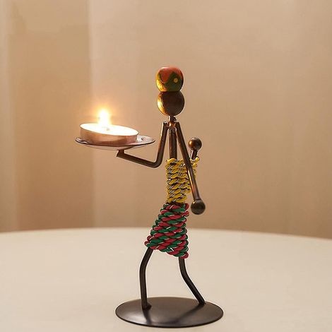 Porte-bougies chauffe-plat en métal, 2 pièces, figurines (1/5)