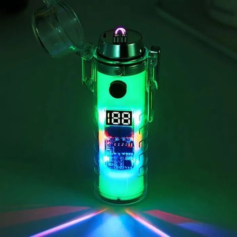 Briquet Électrique USB-C Rechargeable – Écran Numérique, Plasma Sans Flamme, avec Lampe de Poche vert BRIQUET (1/5)