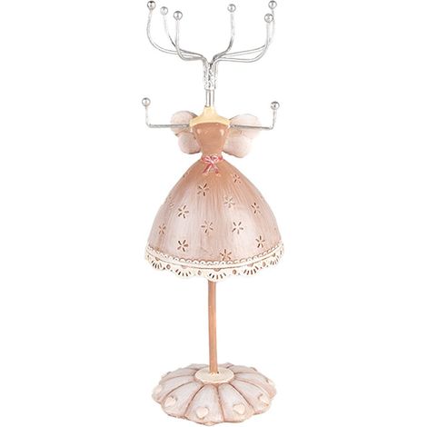 Porte-bijoux Présentoir en Forme de Robe Décoratif Plastique et Métal Beige 7 x 19 cm - PANGIVO (1/5)