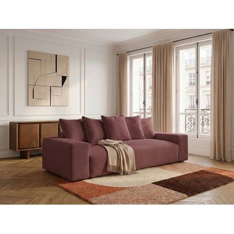 BOBOCHIC - Canapé droit convertible coffre VOLTAIRE tissu chiné Rouge (1/5)