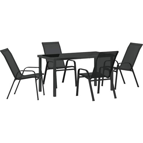 Maison Exclusive - Garten Essgruppe 5 Stk. Schwarz Pulverbeschich (1/5)