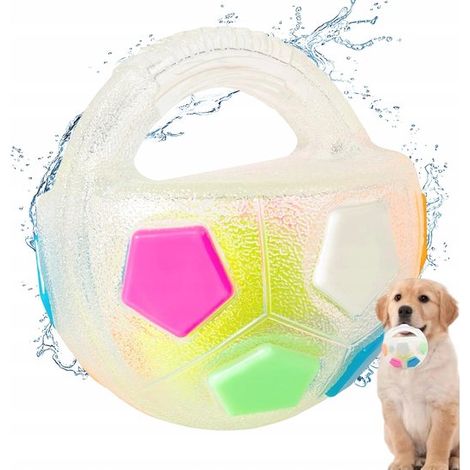 Juguetes para perros, Pelota de goma de 13 cm, Con sensor de sonido y asa, Resistente a los dientes y divertido para interiores y exteriores (1/5)