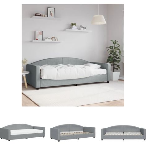 The Living Store Tagesbett mit Matratze Hellgrau 90x200 cm Stoff - Betten & Bettgestelle (1/5)