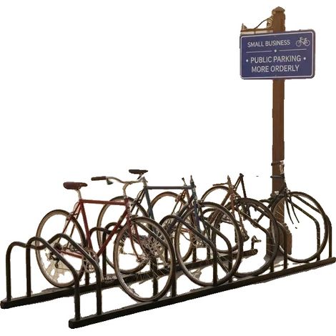 Portabicicletas de acero, con capacidad para 5 bicicletas, color negro. (1/2)