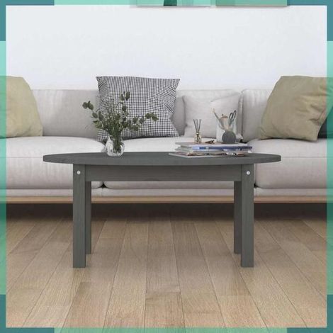 Table basse - 822349 - Gris - Bois de pin massif - 80x40x35 cm (1/5)