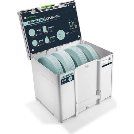 Festool SYS-STF D225 GR NET-Set Kit dischi abrasivi Granat Net 225 mm in Systainer 100 Pz. (1/5)