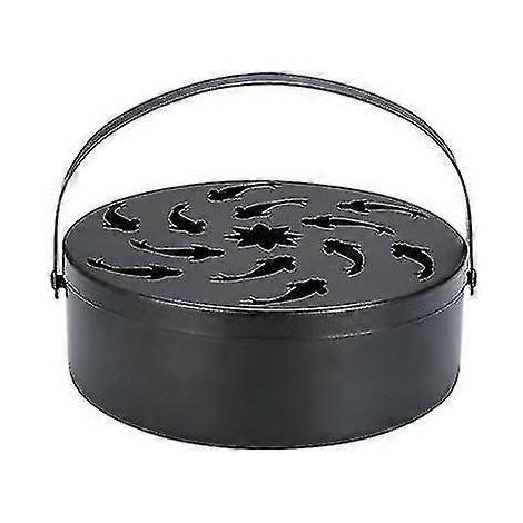 Brûleur d'encens en céramique avec poignée, support rond en fer forgé pour spirales anti-moustiques, porte-bâtonnets coniques à reflux (noir) (1 pièce) (1/5)