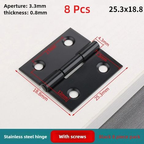 (25,3 x 18,8 x 0,8 mm - 8 pièces) Accessoires de fixation pour portes - Charnières en acier inoxydable pour meubles, fenêtres, armoires et boîtes à bijoux - Durables (1/5)