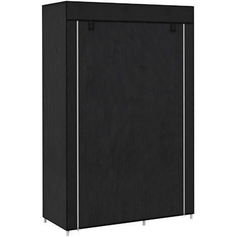 BUNTHAUS Armoire penderie multi-rangement 6 étagères, 1 barre non tissé noir