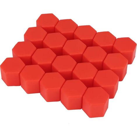 20pcs 17mm Red Silicone Car Wheel Nut Center Covers Dust Caps 17MM, 23.5X21.5X20MM, Anti-Rouille, Anti-Corrosion, Facile À Installer, Température -25°C À 300°C (1/5)
