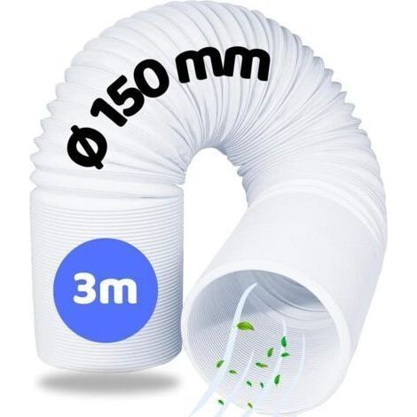 Tuyau d’Évacuation 150 mm 3 m PVC Flexible pour Climatiseur Mobile, Sèche Linge, Hotte, Rallonge (1/5)