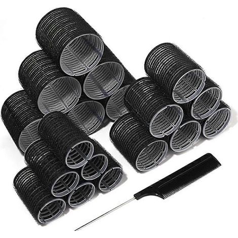 18 schwarze Haarwickler für Ponyfrisuren, Lockenstab, professionelle Haarstyling-Werkzeuge (1/5)