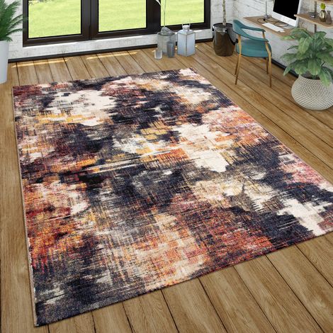 Paco Home Tappeto Salotto Pelo Corto Vintage Moderno Motivo Astratto Crema Lilla Arancione 80x150 cm (1/5)