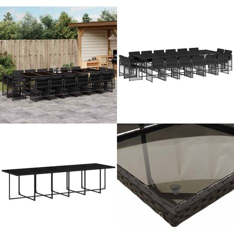 Ensemble à manger de jardin 17 pcs coussins noir résine tressée - Salon De Jardin - Meuble De Jardin - Set De Salon De Jardin - Résine Tressée - Mobilier D'extérieur - Home & Living (1/5)