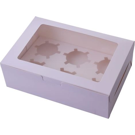 Caja para 6 magdalenas de 24x16x7,5 cm con ventana e inserto (10 unidades) (1/3)