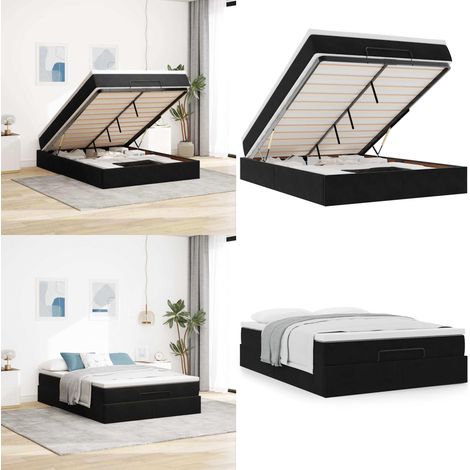vidaXL Ottoman-Bett mit Matratze Schwarz 140x190 cm Samt (1/5)