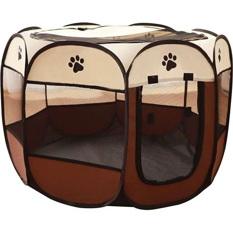 Lntyq Parc Chien Parc à Chiot Enclos pour Chiens Chats Lapins Pliable Utiliser à l'intérieur et à l'extérieur (café)，737343cm