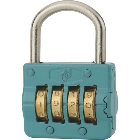 Cadenas FTH M54 à combinaison, 4 chiffres, combinaisons modifiables, base de 43mm, bleu turquoise RAL 5018 - FTH (1/5)