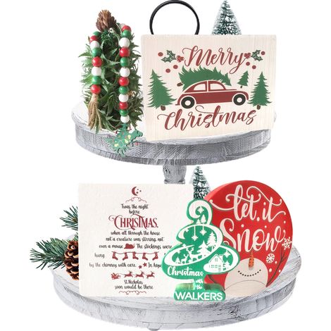 Set aus 5 mehrstöckigen, weihnachtlichen Tischdekorationen (1/2)