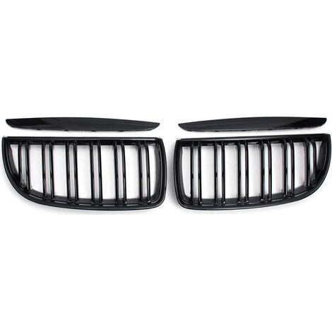 Paar glänzend schwarze Doppellamellen-Sportgrills, kompatibel mit BMW E90 E91 2005-2008 (1/5)