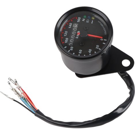Compteur kilométrique et compte-tours à LED unique pour moto (boîtier noir et cadran noir) (1/5)
