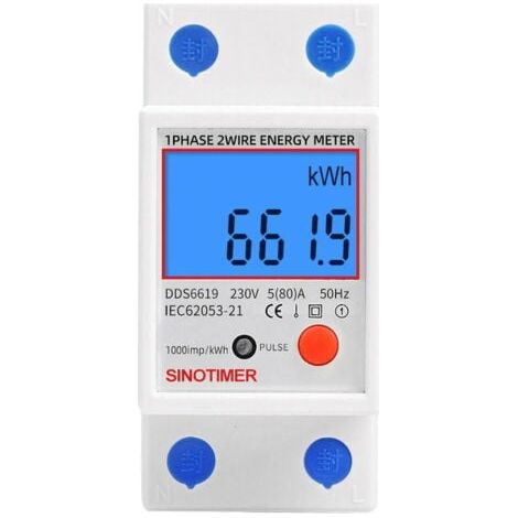 Contatore elettrico secondario monofase, 80A max modulare, Tariffa unica, display LCD. (1/4)