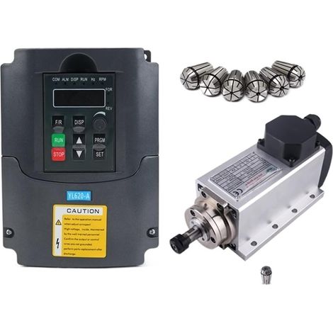 Kit de moteur de broche sans balais CNC 1.5kw broche moteur carré CNC broche de refroidissement par Air 1500W broche de fraisage refroidie par Air + 1.5KW VFD onduleur + 13 pièces/ensemble ER11 (1/5)