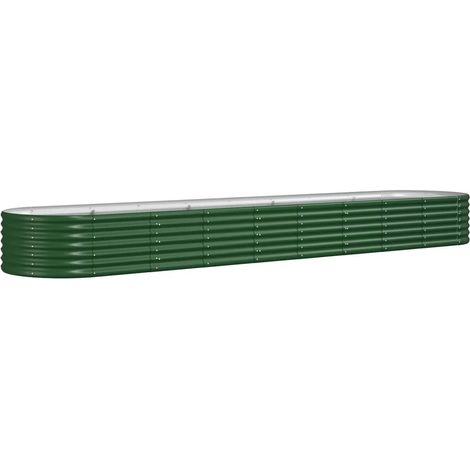Vaso per fioriera aiuola rialzata piante fiori terrazza giardino giardino acciaio verniciato a polvere 368 x 80 x 36 cm verde 020039641