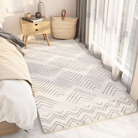Tapis chevet marocain,Shaggy à Poils Ras Carpette Non Excrétion Fluffy Tapis Moderne Tapis,Durable Antidérapant Tapis de Porte pour Salon Chambre Chambre D'enfant Entrée Déco-B,50160cm (1/4)