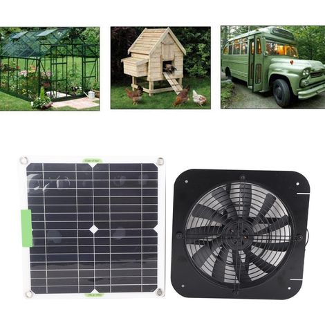 Ventilador solar para techo – Conjunto de ventilador extractor solar de 100 W y 18 V – Panel monocristalino con malla metálica de 13,5 pulgadas para casas, caravanas y gallineros. (1/5)